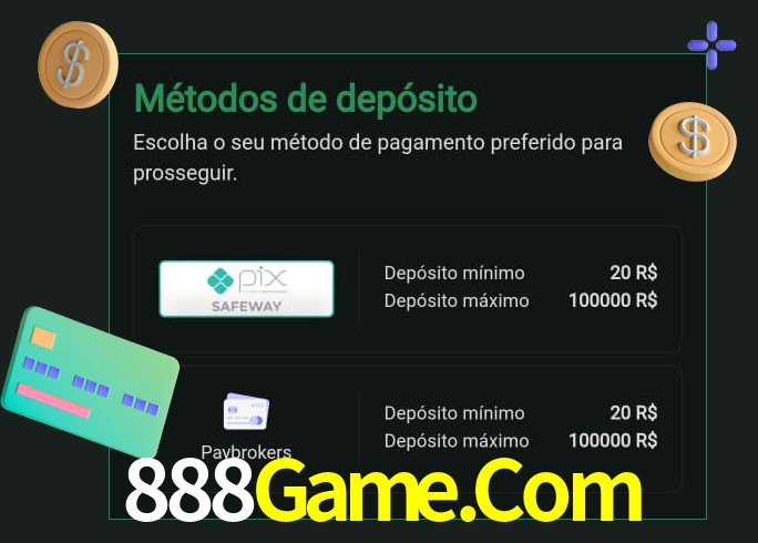 O cassino 888Game.Com oferece uma grande variedade de métodos de pagamento